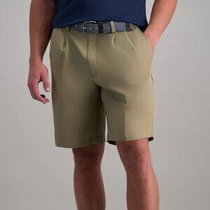 NWT Haggar Mens Size 42 Cool 18 Performance Shorts Khaki No Iron